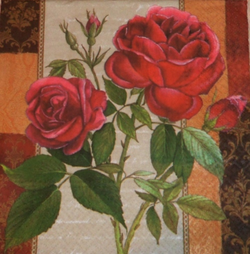 841 салфетка Красная роза с красным фоном