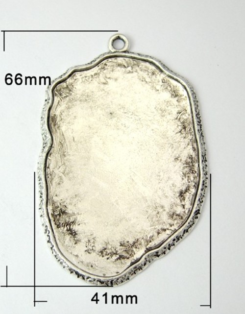 подвеска Пятно (66х 41мм) античное серебро