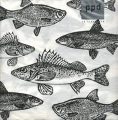 100 салфетка 33х33см Рыбы черно-белая