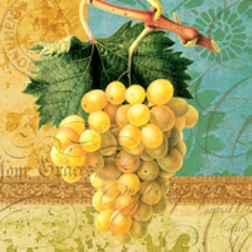 514 салфетка  Гроздь винограда на бирюзово-желтом