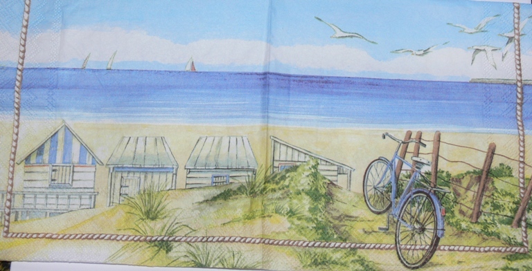 217 салфетка Велосипед на фоне моря 
