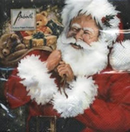 702 салфетка Санта Клаус с мешком подарков ( портрет) 