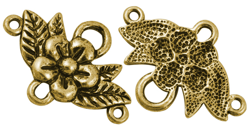 коннектор ЦВЕТОК,античное золото, 4 петли