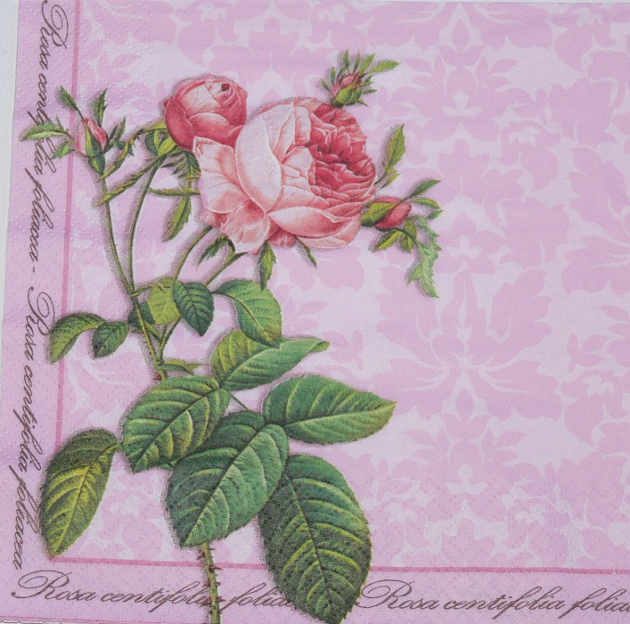 830-а салфетка для декупажа ветвь Розы на розовом