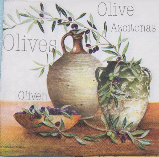 335-а салфетка Глиняные вазоны с оливками