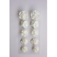 4567 Набор объемных роз,самоклеющие.белые,10 шт